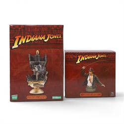 Kotobukiya Artfx Indiana Jones and the Raiders of the Lost Ark Snap Fit Artfx Theatre, together with a Gentle Giant Indiana Jones Collectible Mini Bust, both boxed