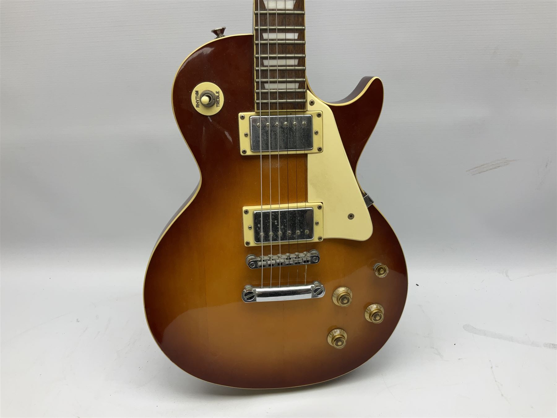 Westfield sunburst Les Paul style six-string electric guitar with ivory coloured trim L101cm; with Sunn ST-15 amplifier, serial no.VK-112435 (2)