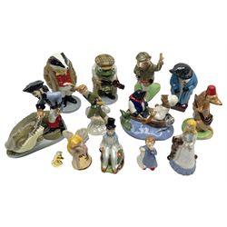 Twelve Wade Collectors Club Figures, comprising six Wind in the Willows figures; Rattie, Mole, Toad, Badger, Weasel and Rattie and Mole on the Water, Six Peter Pan figures; Captain Hook, Peter Pan, Wendy, John, Michael and Tinkerbell  