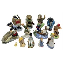 Twelve Wade Collectors Club Figures, comprising six Wind in the Willows figures; Rattie, Mole, Toad, Badger, Weasel and Rattie and Mole on the Water, Six Peter Pan figures; Captain Hook, Peter Pan, Wendy, John, Michael and Tinkerbell  