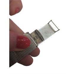 Ladies silver Rotary wristwatch, the circular dial inset into mesh strap, hallmarked 