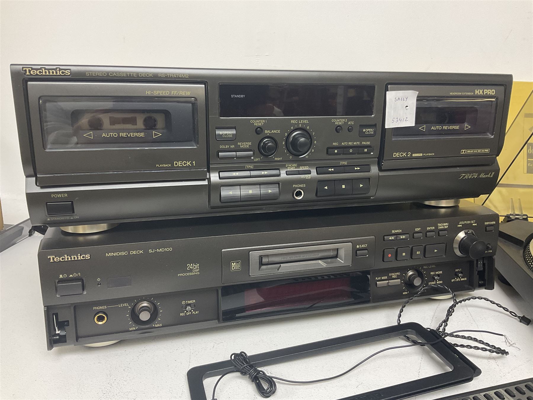 Hi-Fi equipment including Technics turntable SL-BD22D, Stereo Integrated Amplifier SU-A700MK3, Compact Disk Player SL-BD22D, with pair of Castle yew wood cased speakers