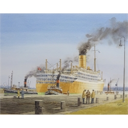  Orina (1959) - Steam Ship, 20th century watercolour signed by K Glen 34cm x 44cm  