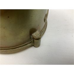 Trench Art - three WW2 brass shell case ashtrays, one mounted with Royal Artillery cap badge and button and one mounted with RA button; together with a pair of place name holders each formed from a Royal Artillery cap badge (5)