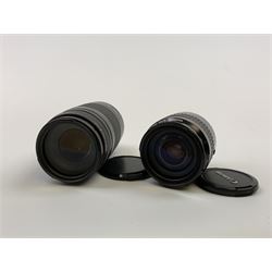 Canon EOS 350D digital camera with 'Canon Zoom Lens EF-S 18-55mm 1:3.5-5.6 II USM', with instruction manual and charger and two further lenses, Canon Ultrasonic 'Canon Zoom Lens EF 35-105mm 1:4.5-5.6' and a Canon Ultrasonic 'Canon Zoom Lens EF 75-300mm 1:4-5.6 III USM'