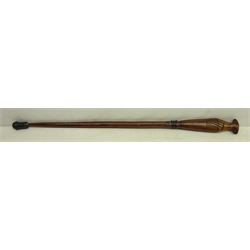 Carved African hardwood walking stick with dagger handle, carved decoration, rubber stopper added to the base, L81cm, blade length 11cm  