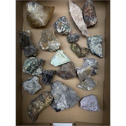 Large private collection of minerals and fossils including, Malachite, Azurite, Amethyst, agate, coprolite (fossilised excrement) etc 