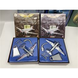 Fifteen modern die-cast models of aircraft by Corgi, Atlas Editions and Ixo including Aviation Archive, War Birds, Fighters of WWII etc; and model of an MGB Sports Car; all boxed (16)