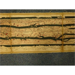  Reproduction map of Tabula Peutingeriana, an illustrated Ancient Roman road map showing the layout of the Curcus Publicus, the road of the Roman Empire, with original box and cover, 485cm x 32cm    
