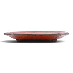 Chinese Dou, together with lacquered tray decorated with figures and bamboo steamer