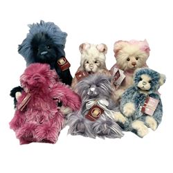 Six Charlie Bears, comprising limited edition Charlie Birthday Bear 2018 CB181946A, designed by Isabelle Lee, limited to 2000, Sharon CB181822B, Muffin CB191943B, and Raspberry Trifle CB631404, each designed by Isabelle Lee, Roman CB191807O, designed by Heather Lyell, and Angelica CB206018O, all with tags