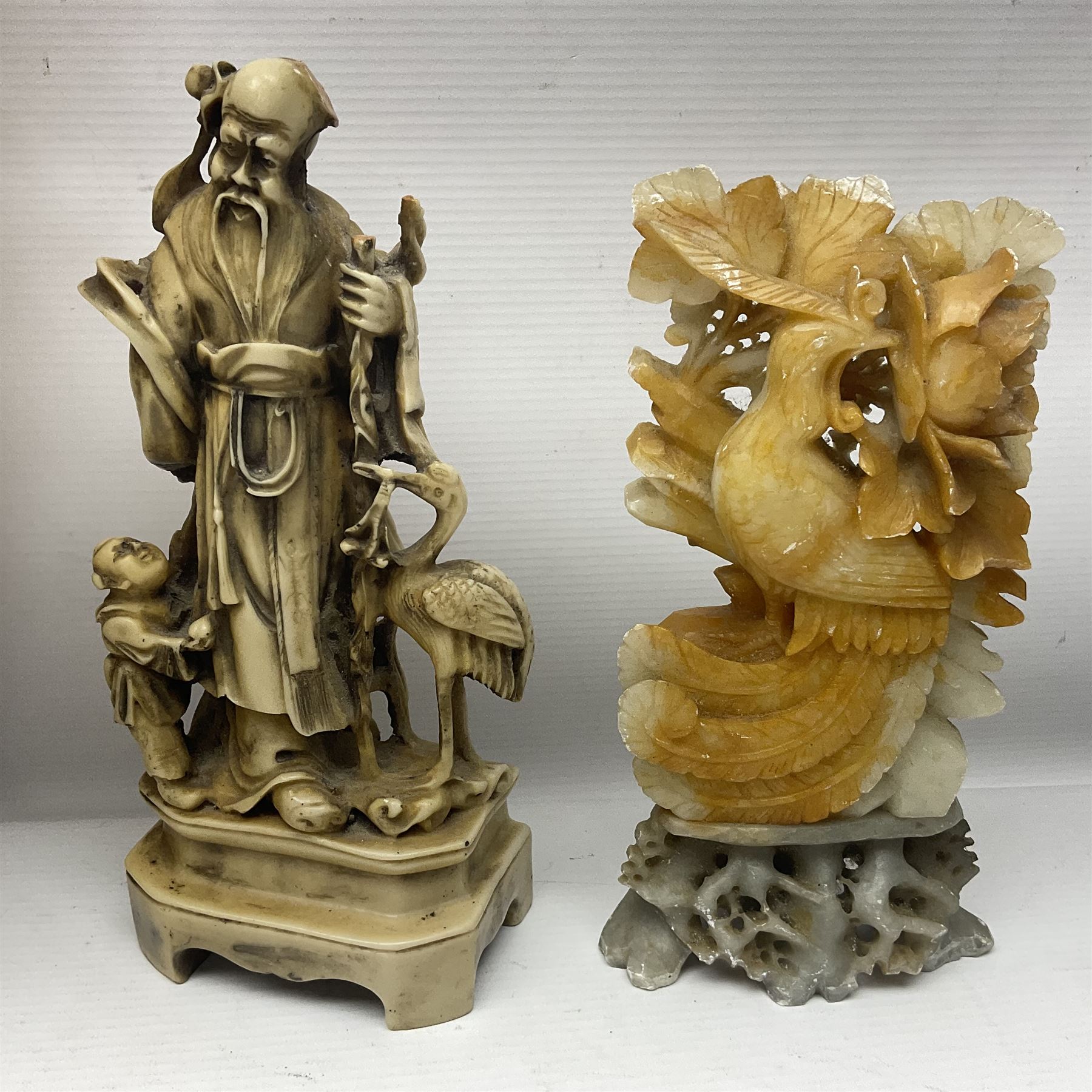 Collection of hardstone and soapstone, including hardstone seal carved temple dogs finial, inscription on base, together with inkwells, vases etc  