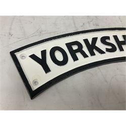 Arched cast iron Yorkshireman sign, W65cm
