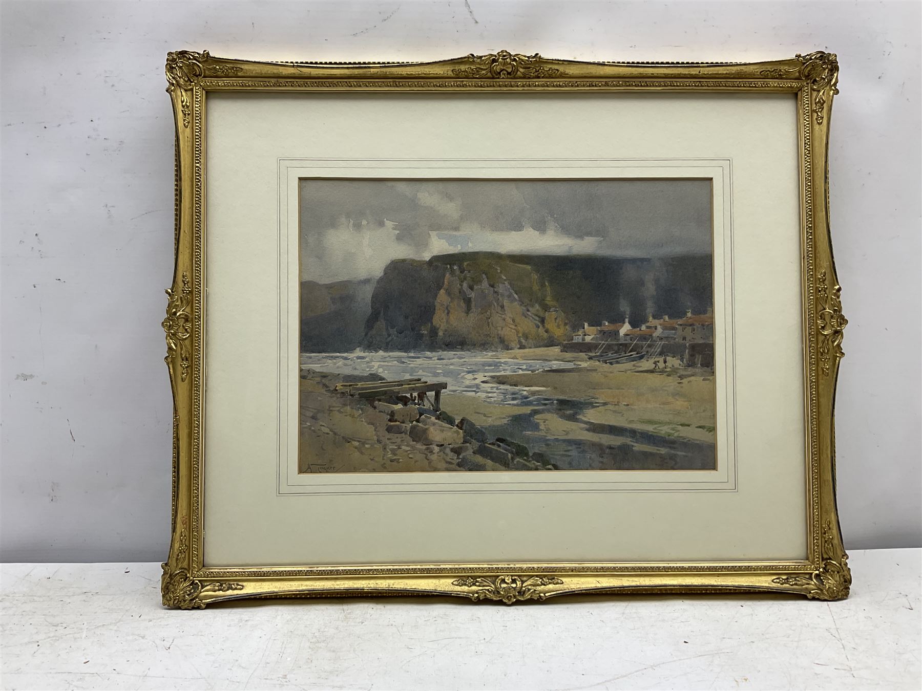 Arthur Tucker RBA (British 1864-1929): Staithes from Cowbar, watercolour signed 24cm x 35cm