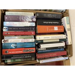 Quantity of hardback books, to include the works of Bill Bryson, cook books, autobiographies, fiction, non fiction, etc, in five boxes 