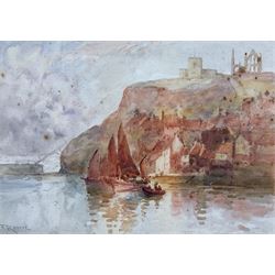 Frank Rousse (British fl.1897-1917): East Cliff and the Spa Ladder Whitby, watercolour signed 26cm x 36cm