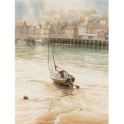 David C Bell (British 1950-): ‘Low Water - Whitby', watercolour, signed and titled verso 4...