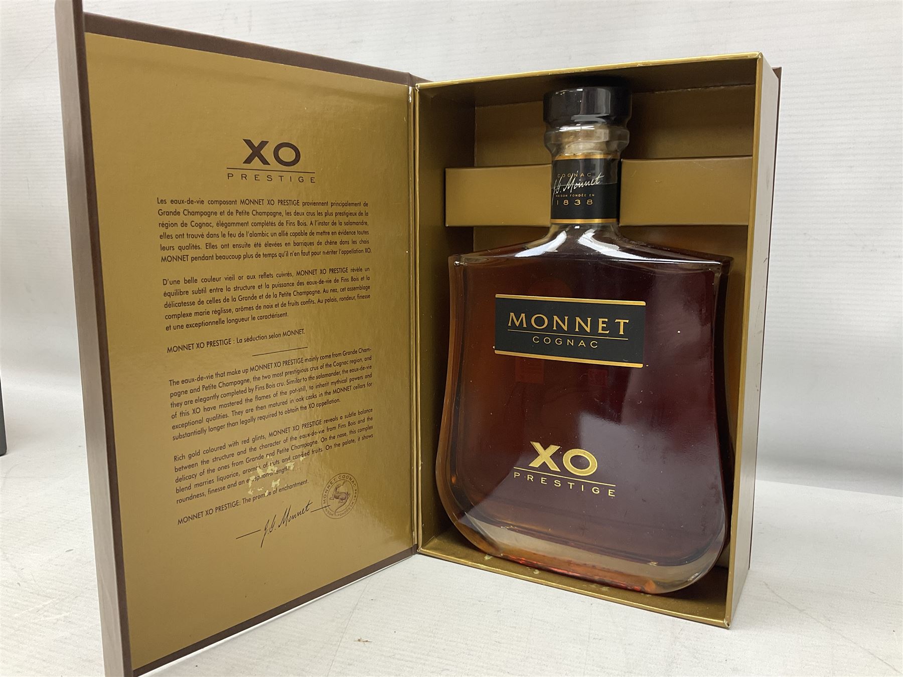 Hennessy, fine de cognac, 70cl, 40% vol, Monnet, Xo prestige cognac, 70cl, 40% proof and Hine Antique, Tres Vieille champagne cognac, 68cl, 40% vol, all with original boxes 