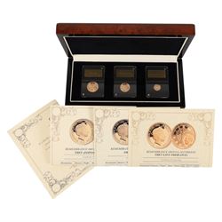 Queen Elizabeth II Gibraltar 2019 'Remembrance 100' gold proof three coin sovereign set, f...
