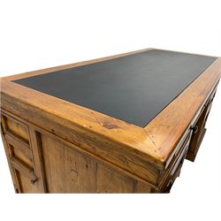 Barker & Stonehouse - Villiers reclaimed eastern pine twin pedestal desk, faux leather inset top