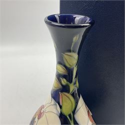 Moorcroft limited edition vase, of bottle form, decorated in the Chatsworth pattern by Phillip Gibson, circa 2001, 60/350, H23.5cm, with original box