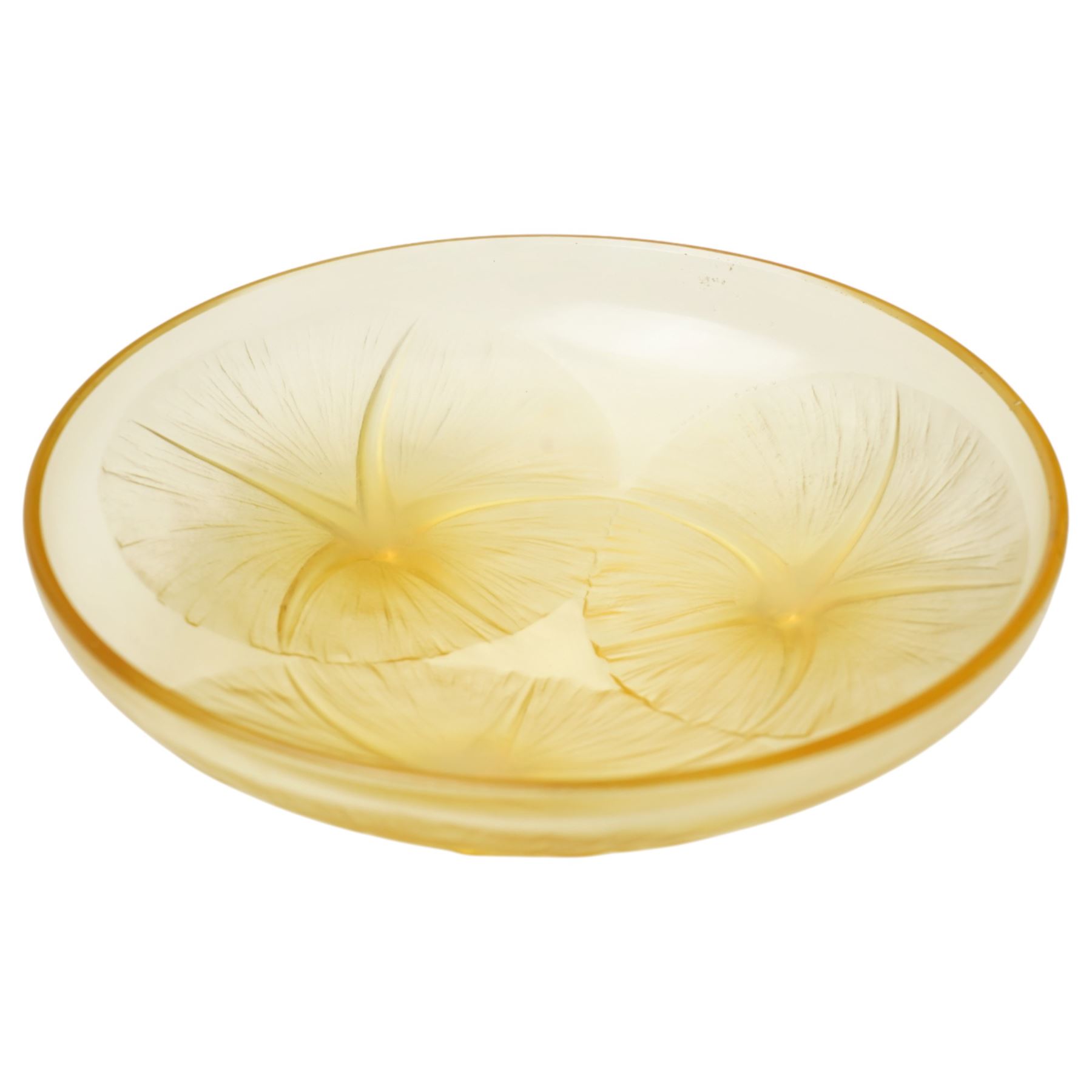Rene Lalique 'Volubilis' pattern yellow amber glass bowl | Glass
