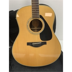  Yamaha model LLX6A acoustic/electric guitar with rosewood back and sides and spruce top, fitted with Yamaha tuner, serial no. QPH150011, L104cm, in hard carrying case. From the collection of the late John Burgess of Beverley who played in the bands Penjants, Wine, Strollers, Revox, Sound Foundation, Pickle Belly Alley, Ragamuffins and Jerryattricks.