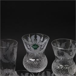 Ten Edinburgh Crystal Thistle pattern glass, comprising one red wine glass, two white wine glass, champagne flute, two port, three sherry and one tumbler