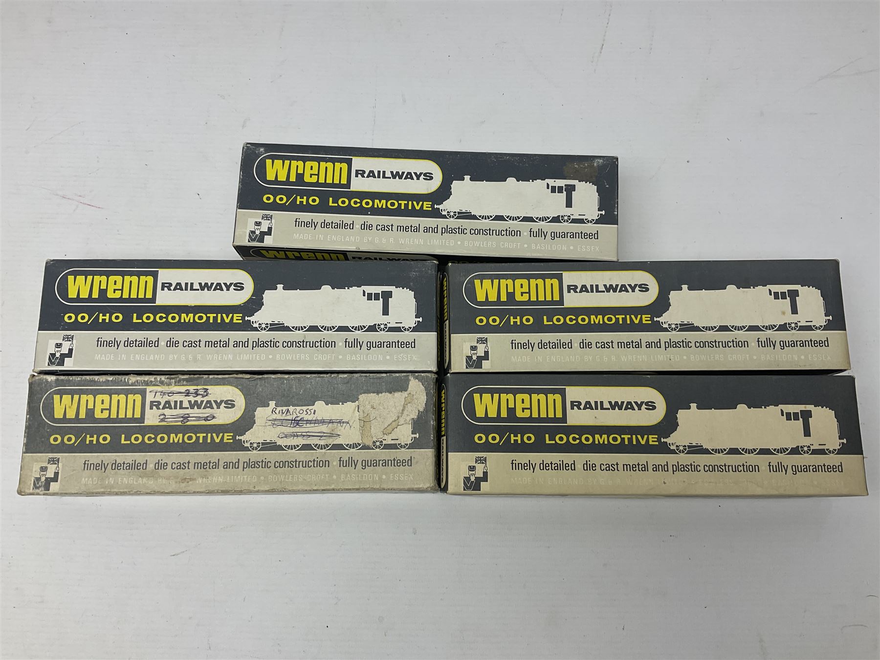 Wrenn '00' gauge - five Class R1 0-6-0 tank locomotives - No.7420 in LMS Red; No.31337 in BR Black; No.31340 in BR Malachite Green; No.1127 in Southern Green; all in boxes with instructions; and No.1127 in Southern Green; in associated Wrenn box (5)