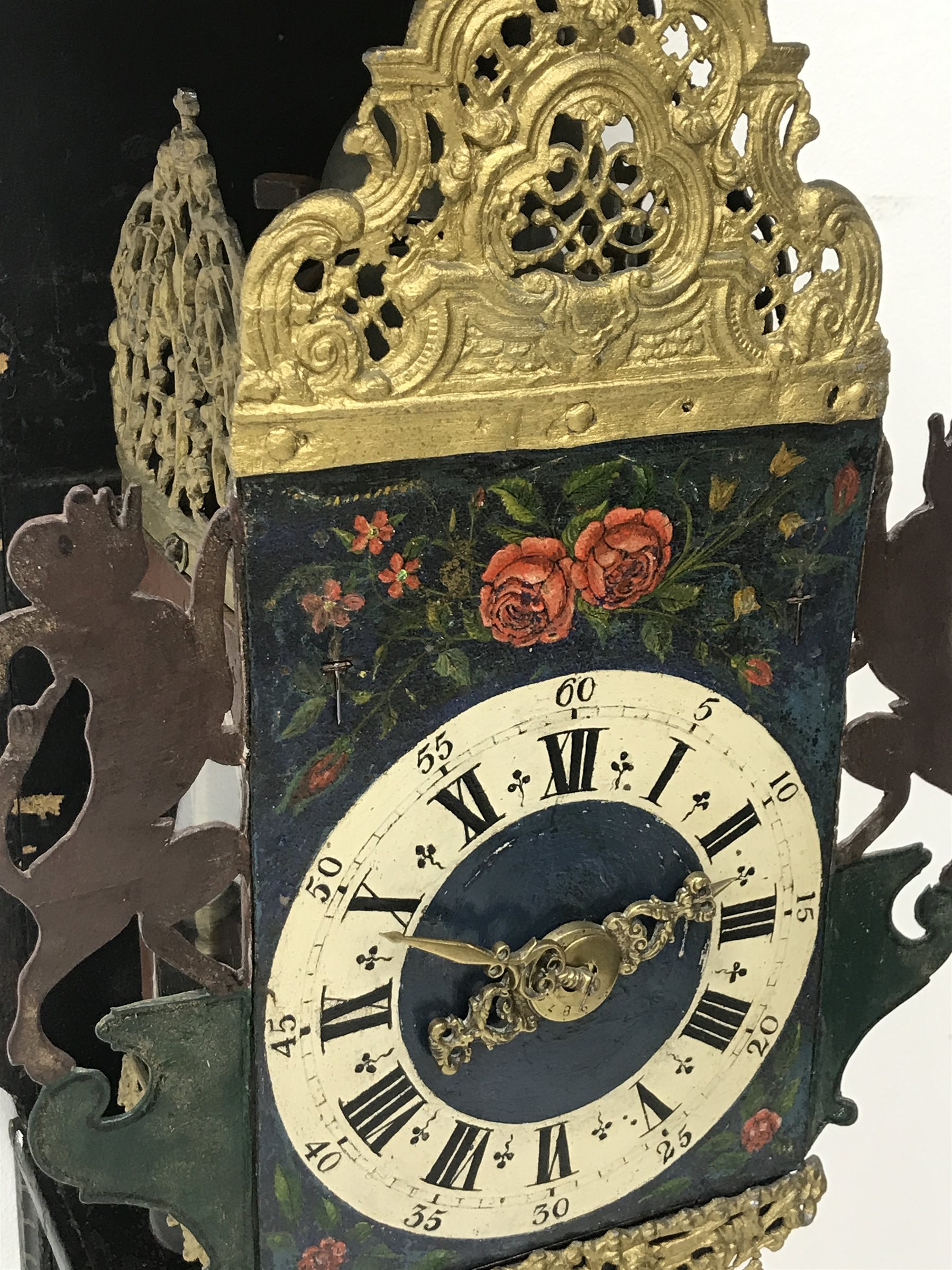 Early 19th century Dutch lantern clock with wall bracket, pierced and ...