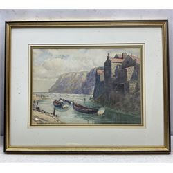 John Wynne Williams (British fl.1900-1920): Whitby Harbour, watercolour heightened with white 16cm x 25cm; Edward Binns (British Early 20th Century): Staithes Harbour, watercolour signed, dated 1907 verso 26cm x 36cm (2)