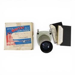 Aldis projector and a collection of local interest slides, formerly belonging to Captain Denis Cooper the Entertainments Manager Whitby for 21 years, contained within a leather carry case 
