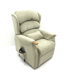 Electric reclining armchair upholstered in a neutral fabric, W75cm 