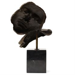 After Salvador Dali (Spanish 1904-1989): Dreams, bronze figure with head resting on hand, mounted on black marble base, H40cm 