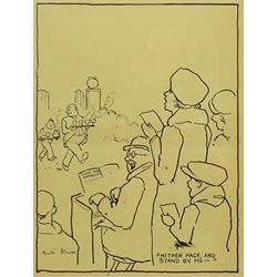  William Heath Robinson (British 1872-1944): 'Hither Page and Stand by Me', pen and ink cartoon signed and titled 23cm x 17.5cm Provenance: purchased by the vendor from Chris Beetles at 104 Randolph Ave. 'William Heath Robinson' Exh. No.15  