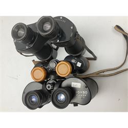 Ten cased pairs of binoculars, to include Ross London Steplux 7x50, Ross Solaross 16x60, Crescent zoom 7x- 12x50, Hilkinson 20x60,  Ross Stepnada 7x30,  Philo 10x50 etc