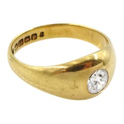 Early 20th century 18ct gold gypsy set single stone old cut diamond ring, Birmingham 1914, diamond approx 0.45 carat