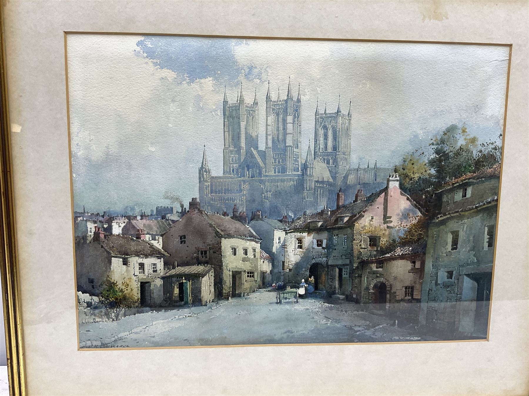 Noel Harry Leaver (British 1889-1951): York Minster from Bootham Bar and Lincoln Cathedral, pair watercolours signed 27cm x 37cm (2)