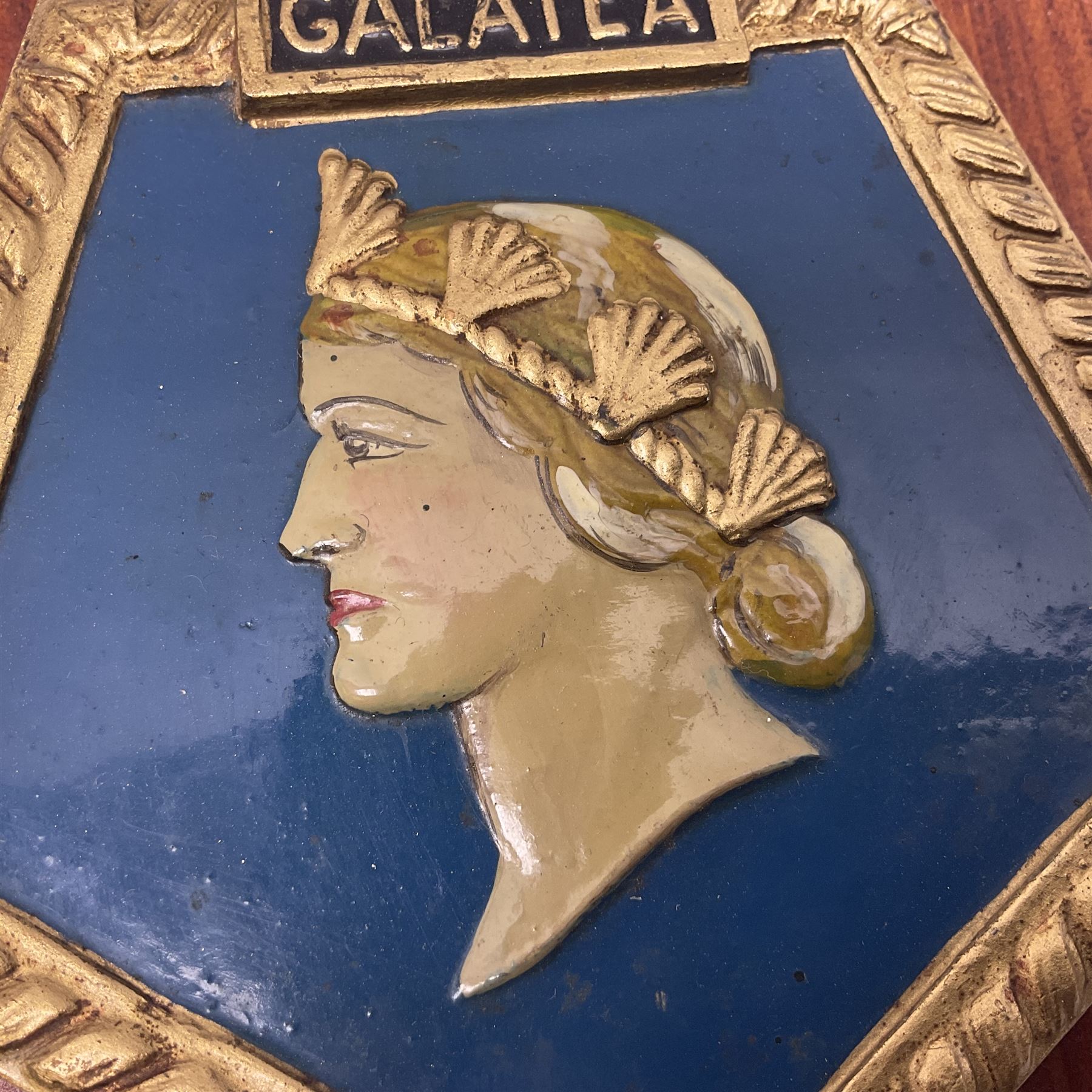 Six Naval wall shields, including HMS President, Vanguard, HMS Kilmorey etc, and another plaque 