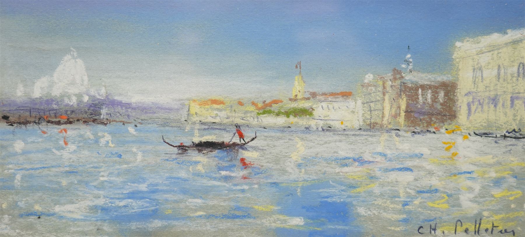 Charles Pelletier (British 1922-2005): Venice Grand Canal, pastel signed 13cm x 28cm