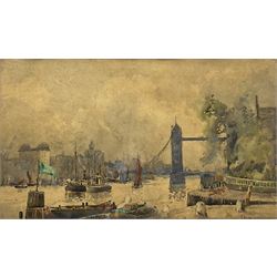 Rose Champion de Crespigny (British 1860-1935): River Thames and Tower Bridge, watercolour signed 28cm x 48cm
