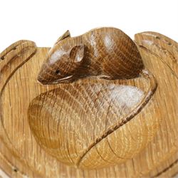Mouseman - oak ashtray of horseshoe form, with carved mouse signature, by the workshop of Robert Thompson of Kilburn