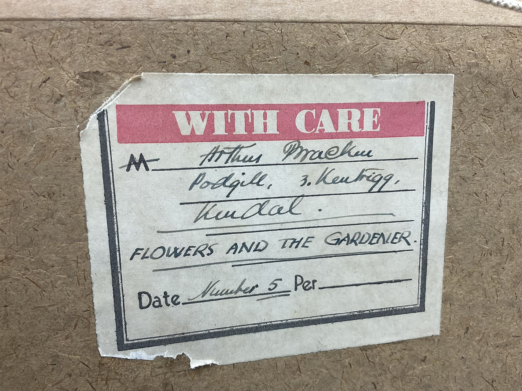 Arthur Bracken (British early 20th century): 'Flowers and the Gardener', watercolour signed, titled on label verso with artist's Kendal address 27cm x 31cm