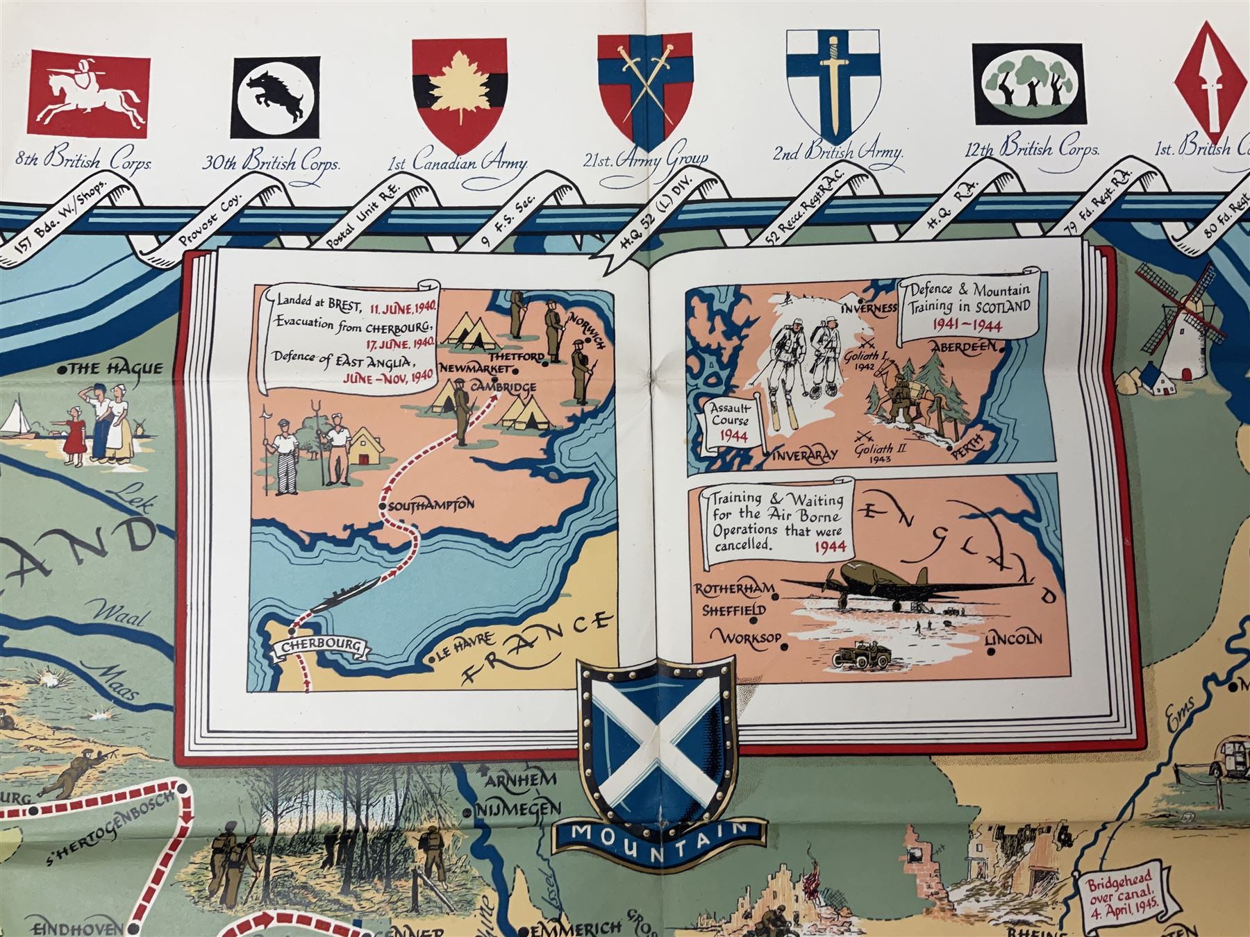 Hawker Lt. Col. P.: Instructions to Young Sportsmen in all that Relates to Guns and Shooting. 1833 7th edition. Re-bound in green cloth; Harting James Edmund: Hints on Shore Shooting.1871; Army Field Service Pocket Book. 1938. Contains numerous bound pamphlets; Ferrar Major M.L.: Officers of The Green Howards. 1920; Blake George: Mountain & Flood - History of the 52nd Lowland Division. 1950; and XV International Brigade. 1975 (6)
