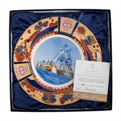 Royal Worcester seven Nelson collection plates, limited edition, comprising two Battle of Cape St Vincent, two Battle of Trafalgar, two Battle of Copenhagen and Battle of the Nile, all with certificates and original boxes 