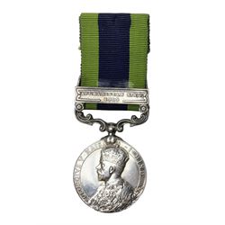 George V India General Service Medal with Afghanistan N.W.F. 1919 clasp awarded to 6030 Sepoy Murad Ali Kurram Militia; with ribbon