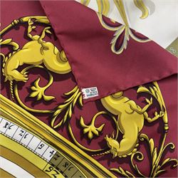 Hermes Astrologie Dies et Hore silk scarf, in red and yellow colourway, by Francoise Faconnet, 90cm x 90cm