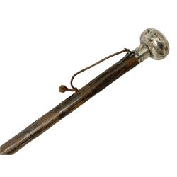 Edwardian novelty parasol by Briggs of London, the bamboo shaft with brown fabric canopy, and silver mounted terminal concealing a silver mounted pencil, hallmarked Charles Henry Dumenil, London 1904, also marked Briggs, H93cm