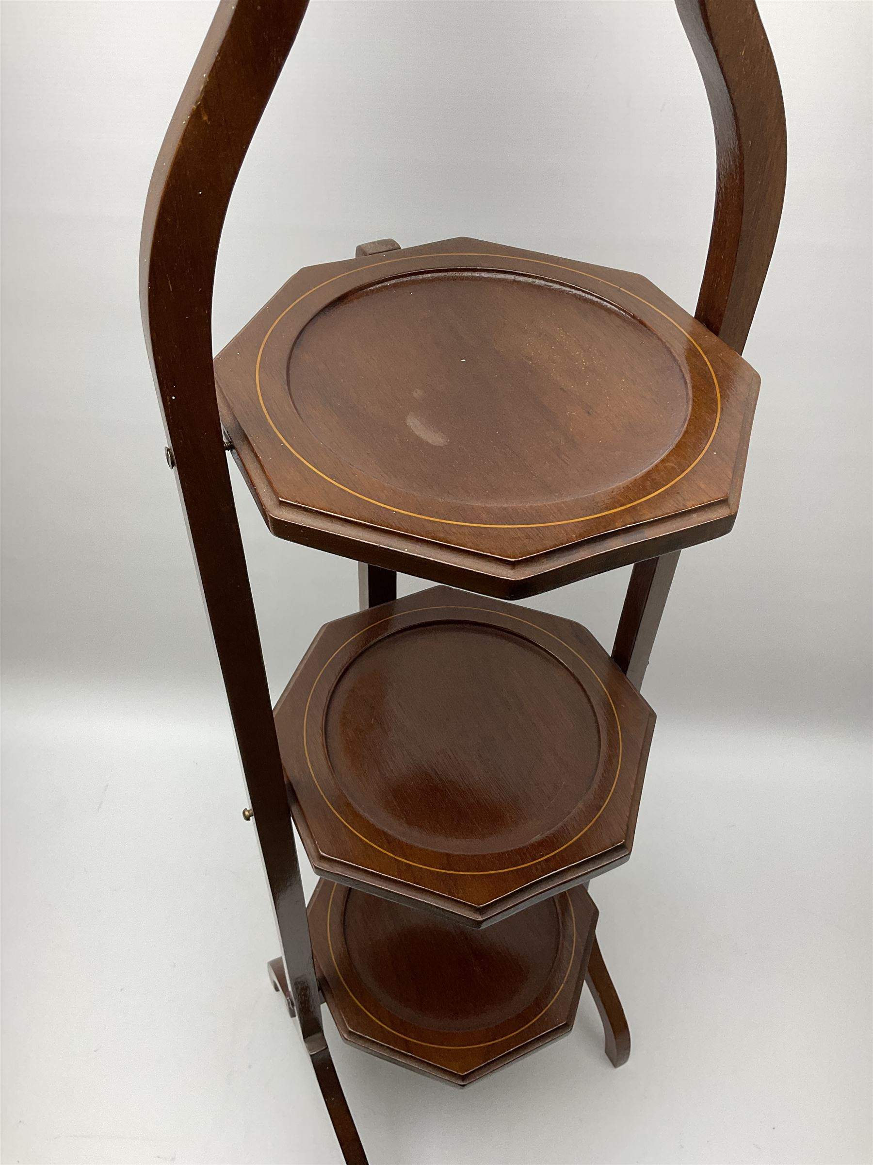 A three tier folding wooden cake stand, H90cm.
