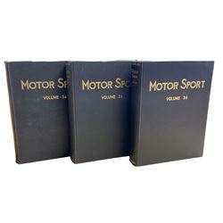 Twelve bound volumes of MotorSport, volumes 34 to 45, bound in black cloth with gilt lettering 